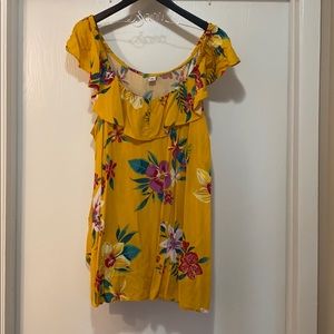 Old Navy yellow off the shoulder floral top